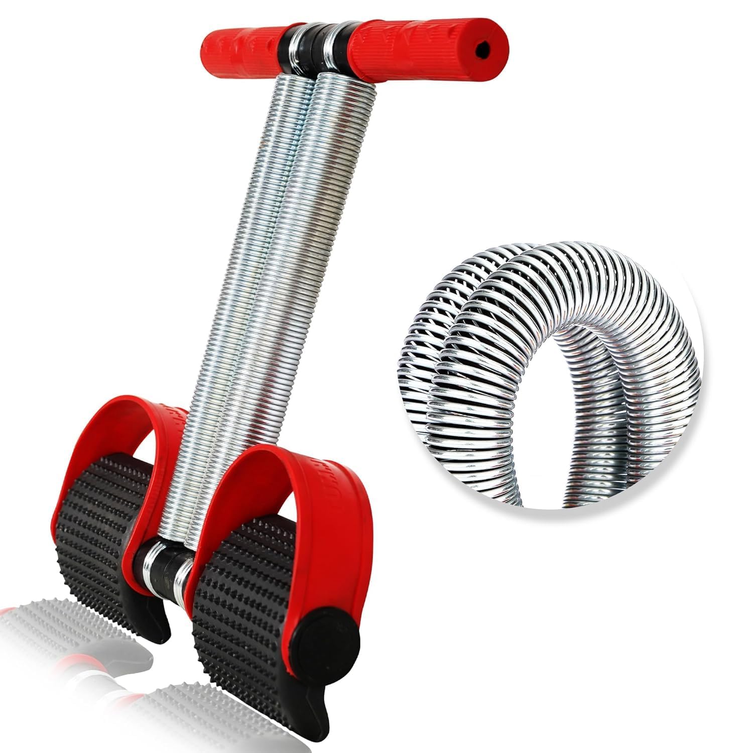 LatinX Double Spring Tummy Trimmer for Men and Women - Abs Workout Stomach Exercise Machine for Home and Gym - Abdominal Belly Waist Trimmer - Red-picture-13