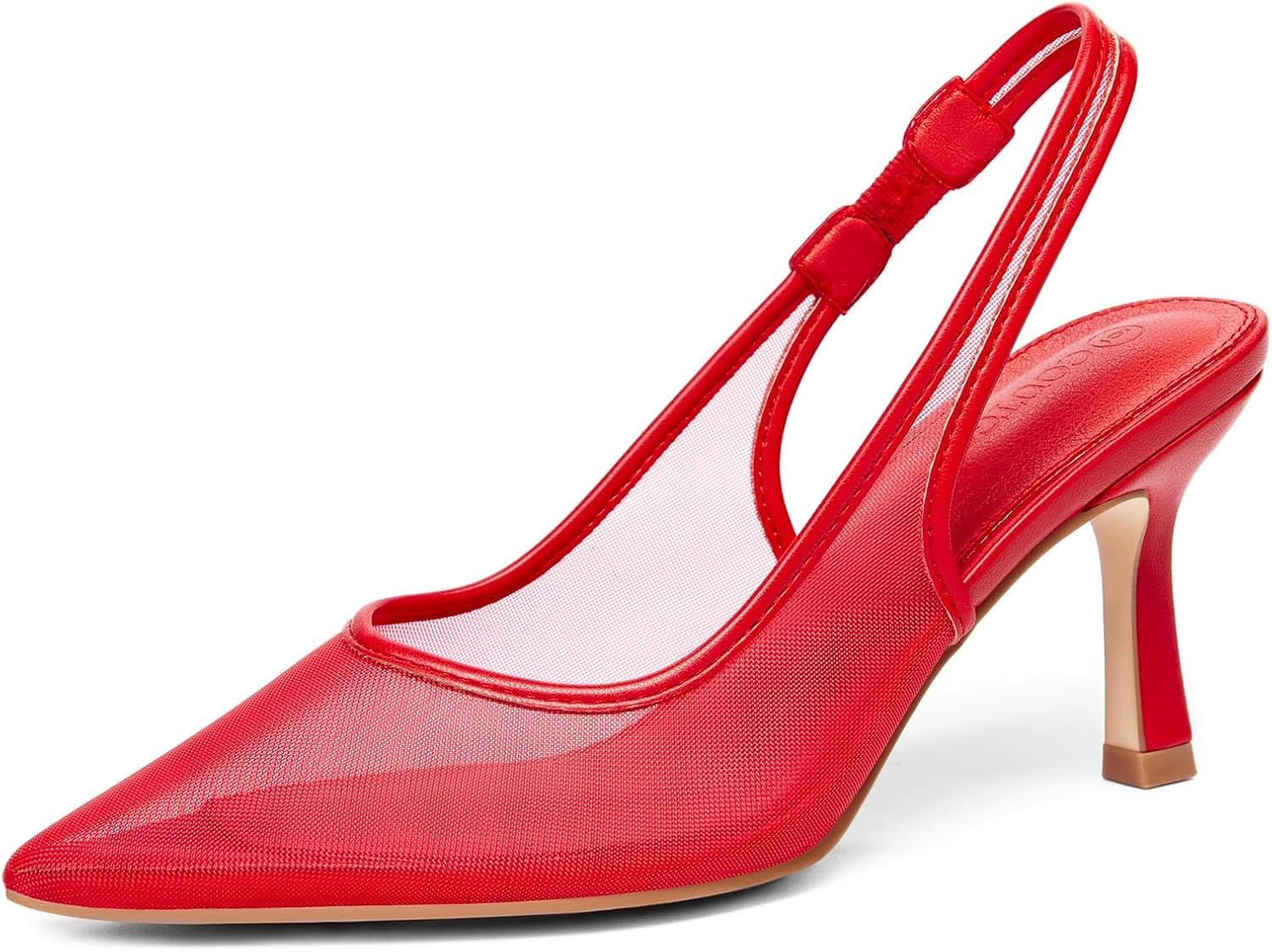 Coutgo Womens Mesh Slingback Kitten Heels Pointed Toe Low Heel Pumps Sexy Dress Shoes