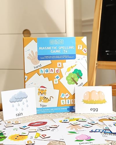 Miniatura 9 de Lauon Juego de letras y números magnéticos para niños pequeños, 52 imanes del alfabeto para refrigerador, juguete de educación temprana con