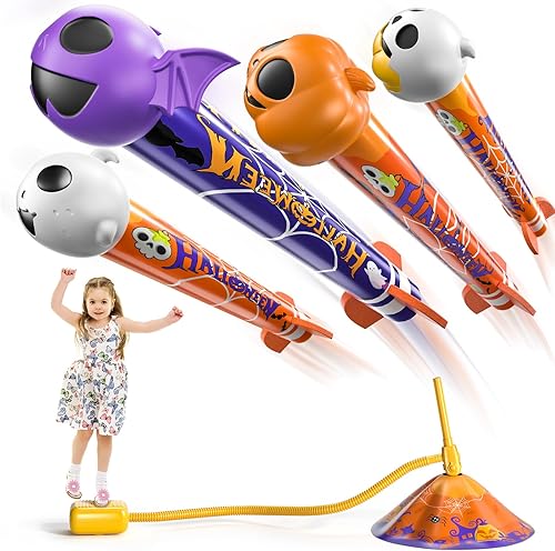 Miniatura 1 de TEMI Lanzador de cohetes de juguete de Halloween para niños, lanza hasta 100 pies, divertido juguete para exteriores o interiores para niños de 3,