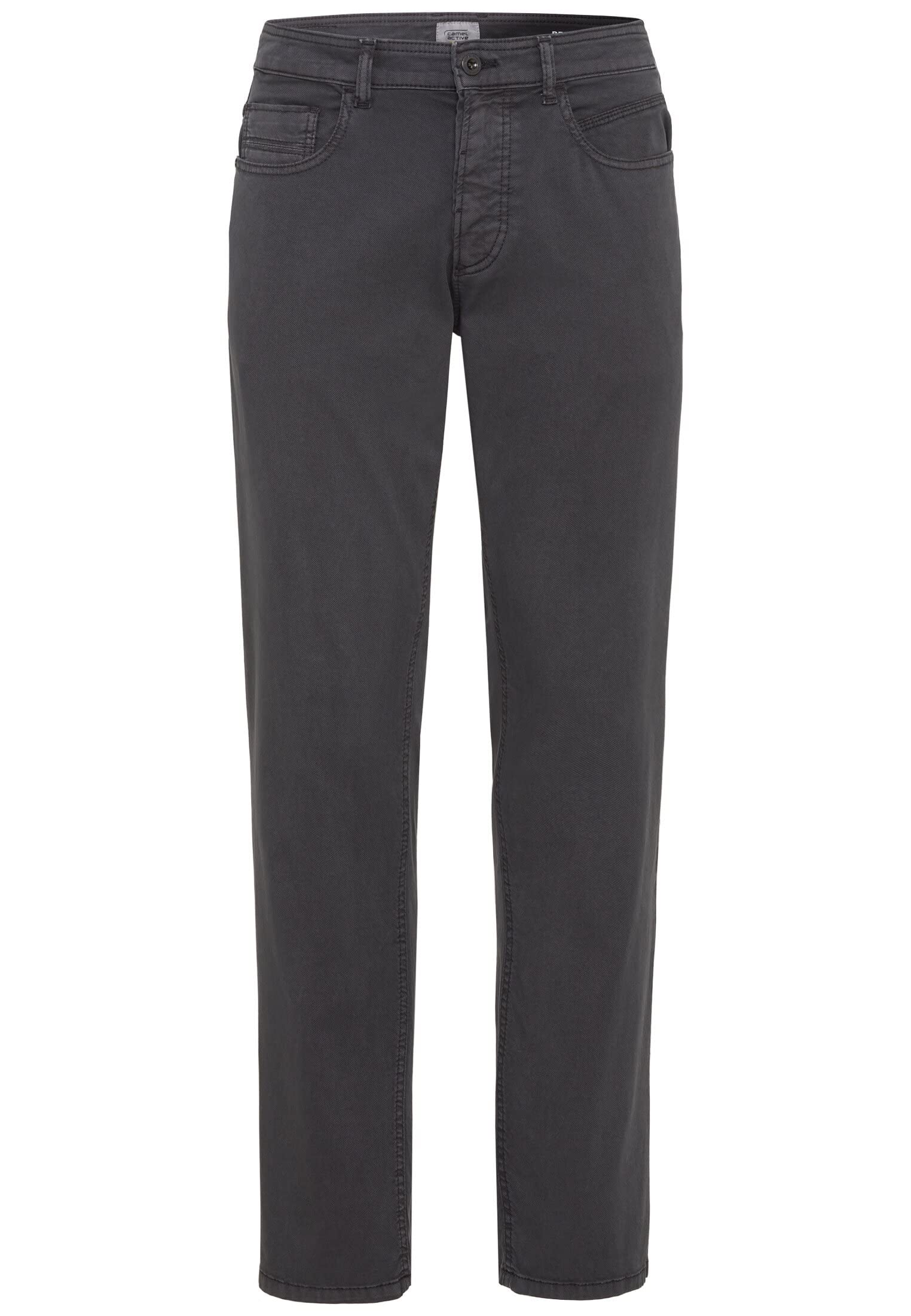 camel active Houston Men's Cotton Trousers Regular Fit, Darkgray, 35 W/32 L