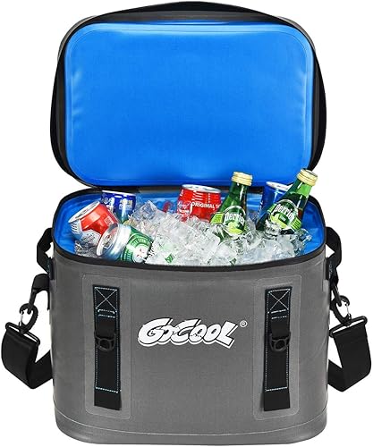 Miniatura 8 de Goplus Bolsa térmica portátil para 30 latas, enfriador de camping suave aislado, bolsa enfriadora de hielo a prueba de fugas para viajes al aire