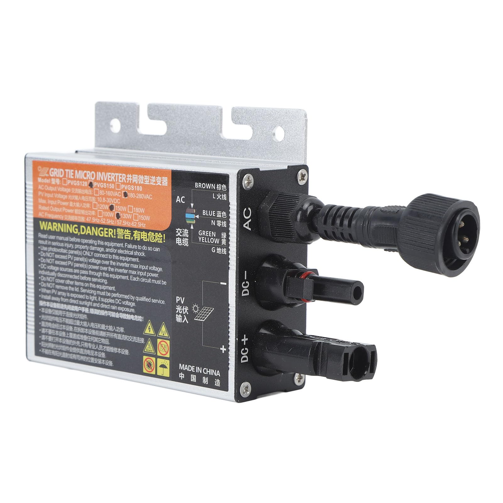 Fafeicy Mikroinwerter Sieciowy Fotowoltaiczny 150W Inwerter Sinusoidalny AC220V z Zabezpieczeniem Temperaturowym i Zabezpieczeniem Przed Wyspami do Domowego Wykorzystania Energii Słonecznej