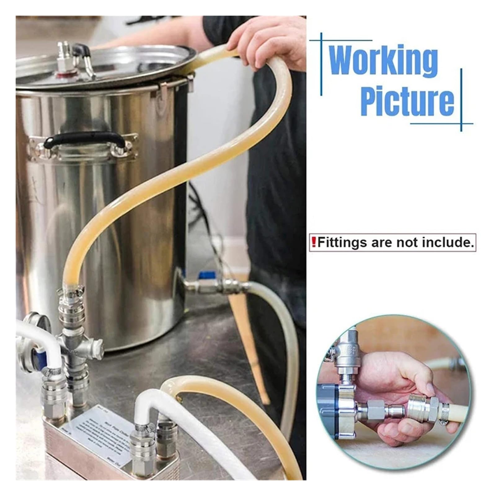 Enfriador de Mosto con intercambiador de Calor de 20 Placas, de Acero Inoxidable y Cobre Soldado, Herramientas de enfriamiento for Cerveza casera. Múltiples Aplicaciones
