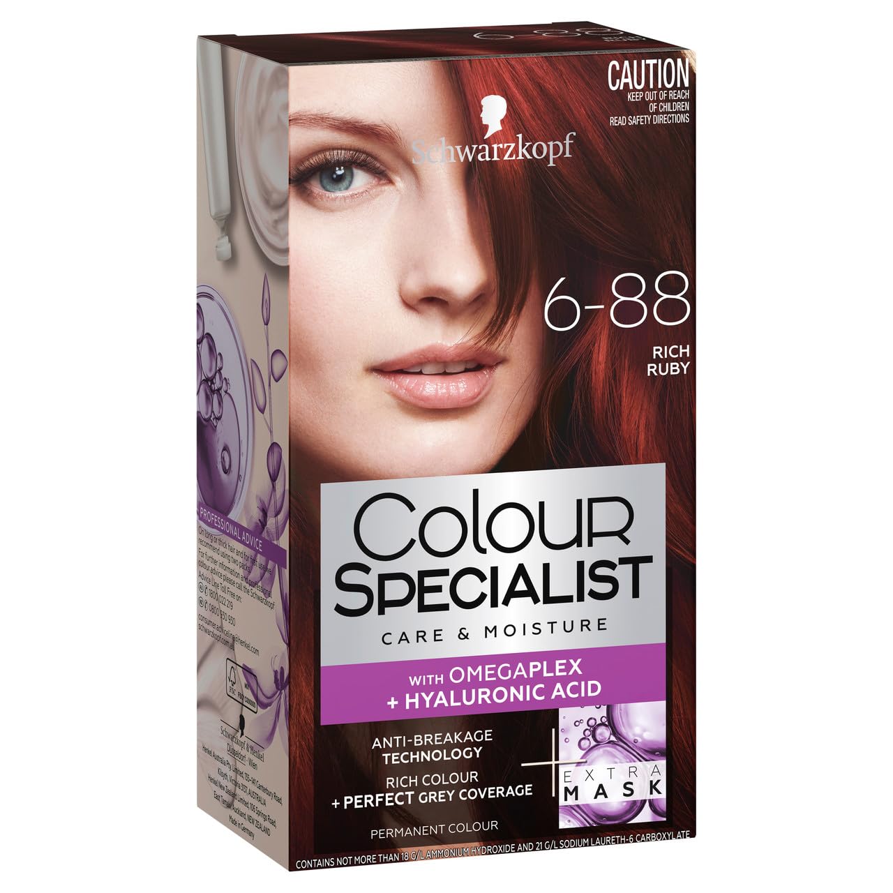 Schwarzkopf Colour Specialist At Home Permanent Hair Colour With Omegaplex Anti-Breakage Technology And Hyaluronic Acid With 2 After Colour Repair Masks For Softer Hair, 6.88 Rich Ruby 165ml-picture-16
