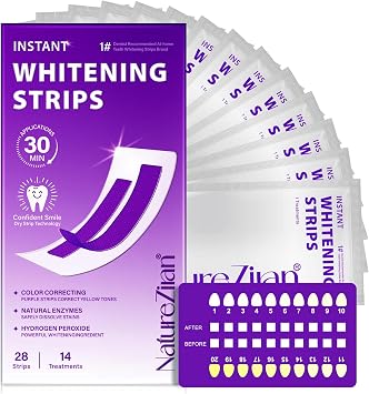 Purple Teeth Whitening Strips 28 Treatments,Safe for Enamel,Color Correcting Purple Whitening Strips for Sensitive Teeth,No-Sensitivity