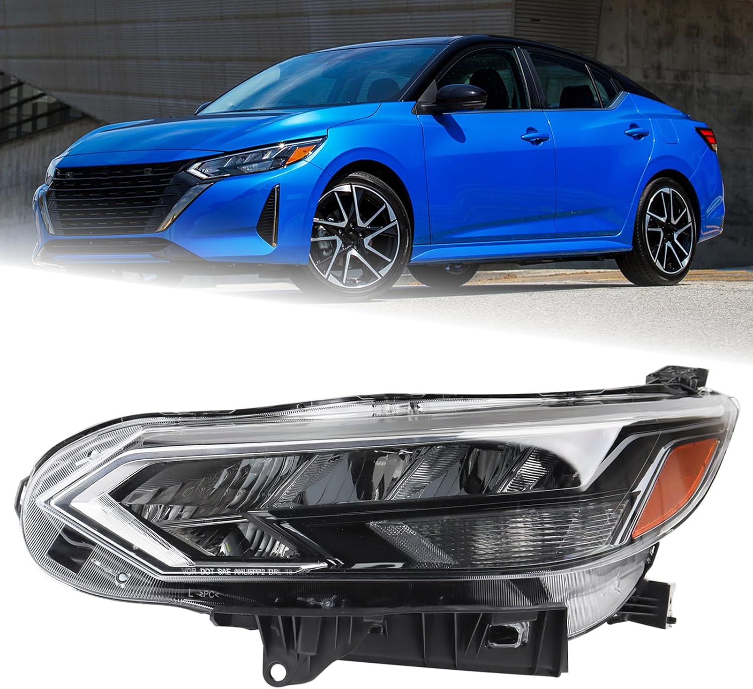 RH LED Headlight Fit for 2024 2025 Nissan Sentra SR/SR Premium Headlamp Assembly Right Passenger Side W/Bulbs But W/o Turn Signal Bulb NI2503303 26010-6LY5A 260106LY5A