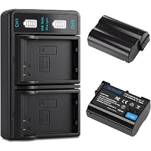 EN-EL15 EN-EL15C Batteries 2 Pack and USB Dual Charger | Compatible with Nikon ZF Z6,Z7 Z8 D7500 D7000, D7100, D7200 D500, D600, D610, D750,D780 D800, D810, D800E, D810A,D850 Cameras