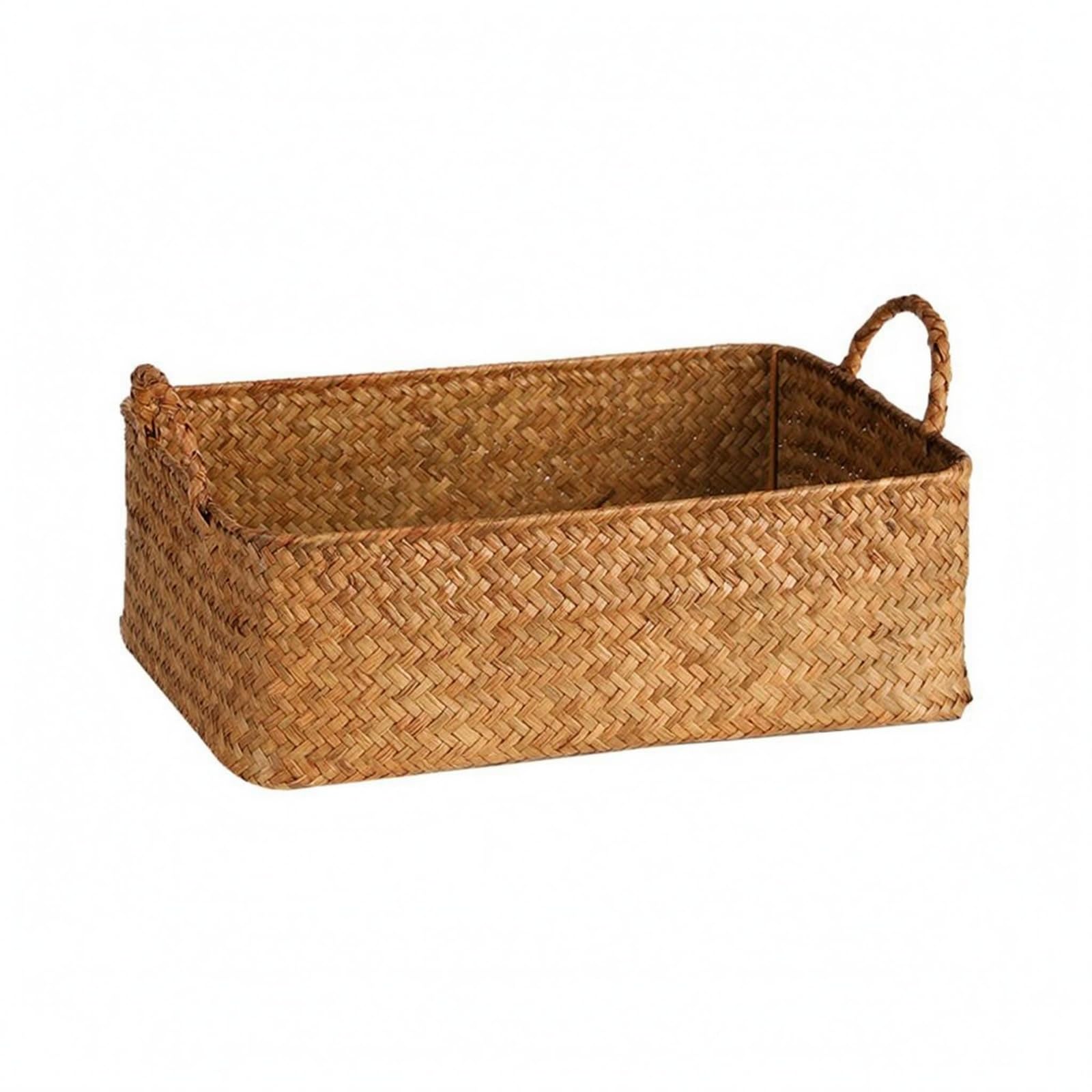 Panier paille rectangulaire tressé 36x26x17cm | Organisateur de rangement