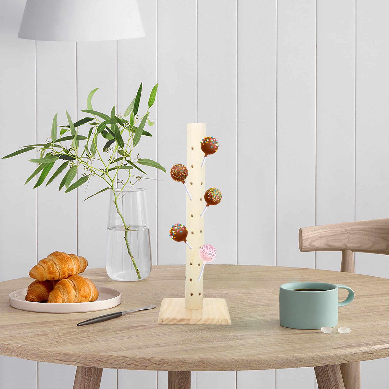 CALLARON Support à Sucettes Bois 60 Trous Forme Colonne Porte-Bâtonnets pour Étalage de Confiseries et Buffet Sucré