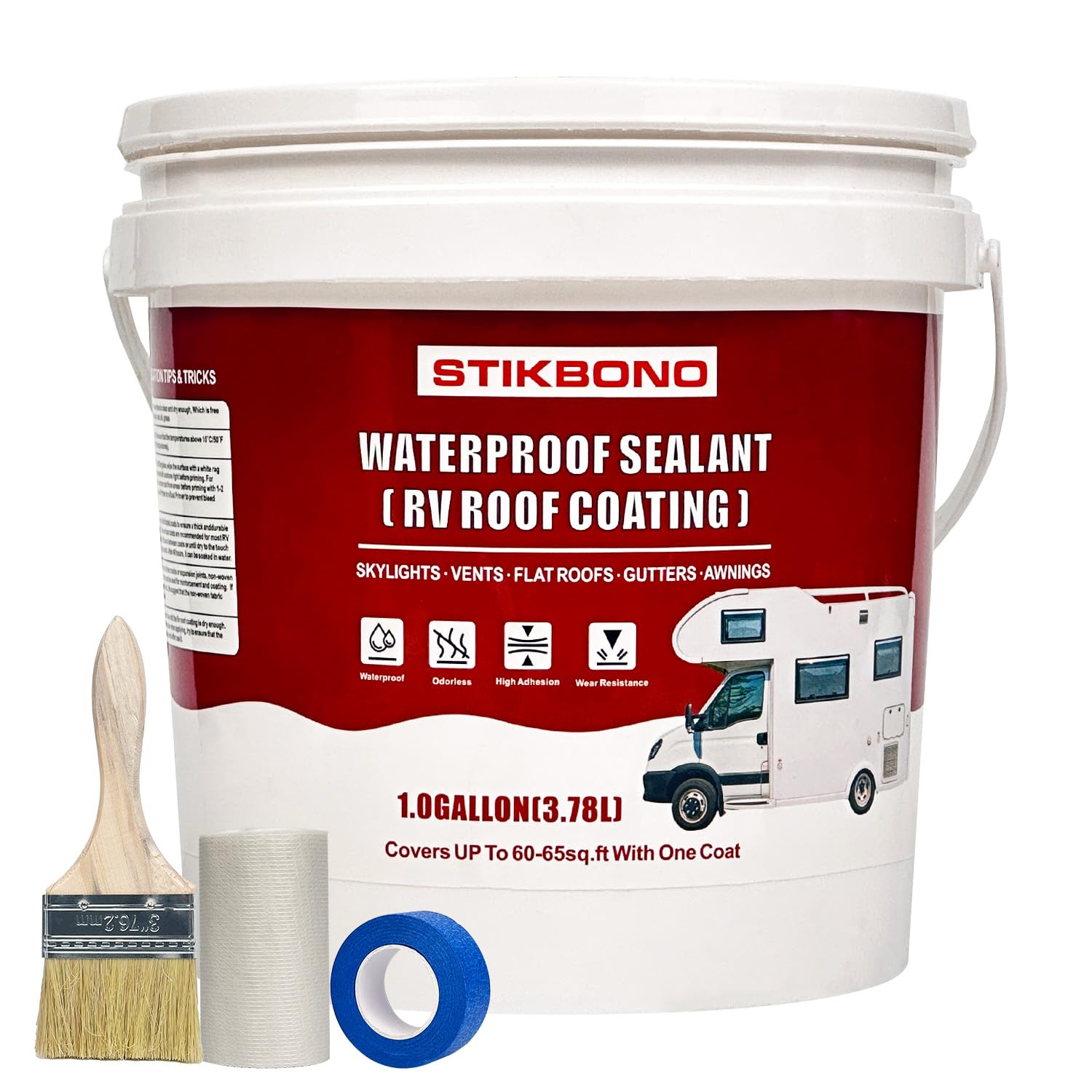 RV Roof Waterproof Sealant White 1 Gallon,RV Roof Coating,RV Roof Sealant Waterproof Solar Reflective & Leak Repair fo EPDM, TPO, Aluminum Campers Trailers Motorhomes