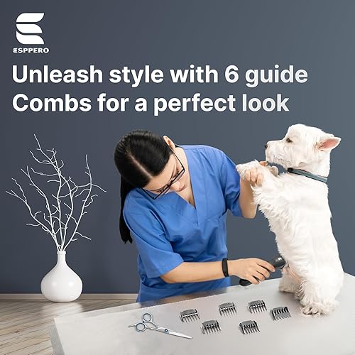 Miniatura 6 de Cortapelos para perros con 3 niveles de velocidad, hoja de titanio, batería de 2200 mAh, 7000 RPM, para abrigos gruesos, unisex, para perro/gato,