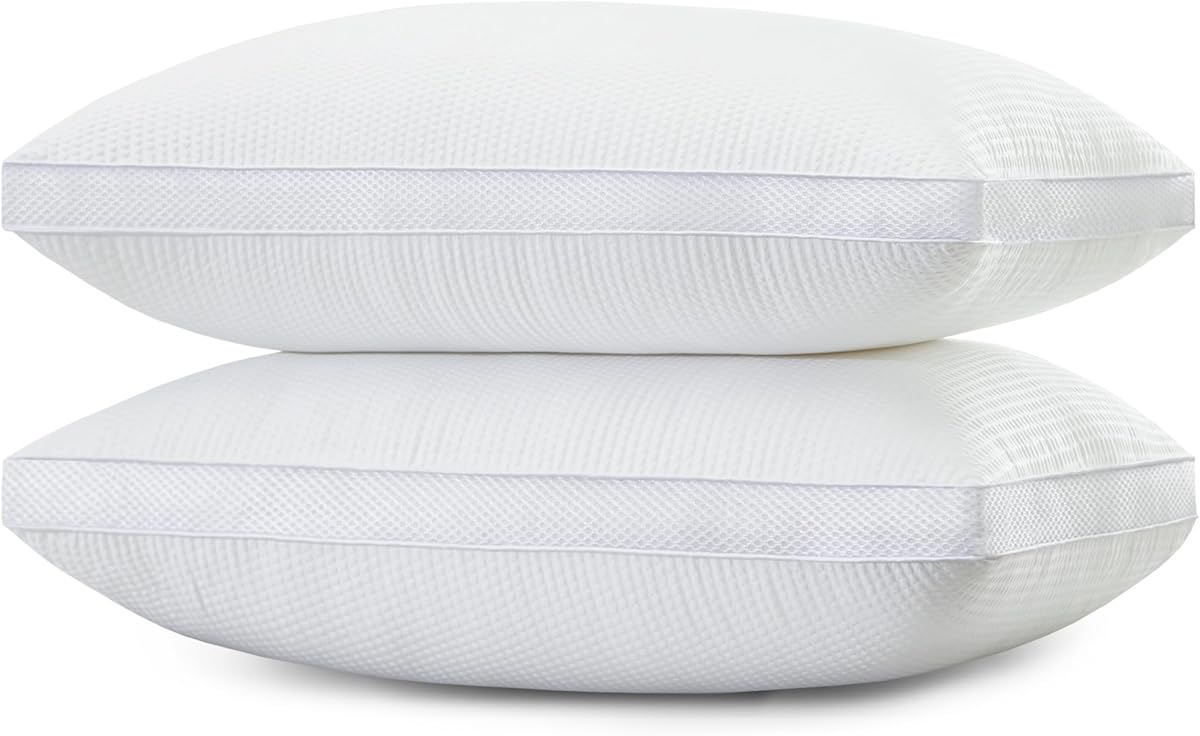 Bed Pillows for Sleeping Firm and Soft Queen Size Set of 2, Supportive & Comfortable Down Alternative Pillow, Luxury Hotel Gusseted Pillows for Side and Back Sleepers