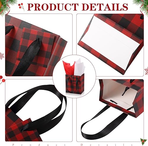 Miniatura 3 de Tenare 12 bolsas pequeñas de regalo para el día de la madre, mini bolsas de papel metálicas con etiqueta de asa y pañuelo, bolsa envolvente para