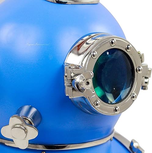 Miniatura 6 de Buceo con casco de 18 pulgadas | Casco decorativo de barco náutico (azul azul) | Ideas de decoración para el hogar