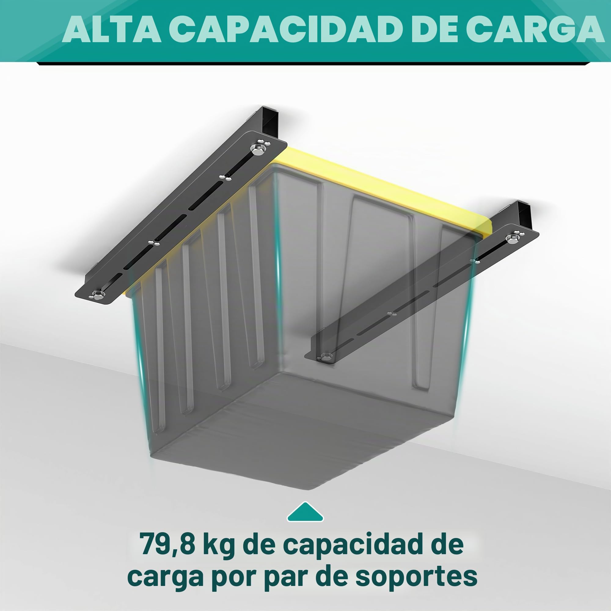 EVERHANGER Estante de almacenamiento de techo, estante de almacenamiento de garaje resistente, sistema de almacenamiento de contenedores de techo ajustable, 6 juegos para 5 contenedores, 26 pulgadas