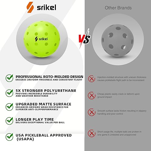 Miniatura 6 de Pickleballs para exteriores, aprobadas por USAPA, diseño moldeado por roto sin costuras para mayor durabilidad, paquete de 412, resistentes a las