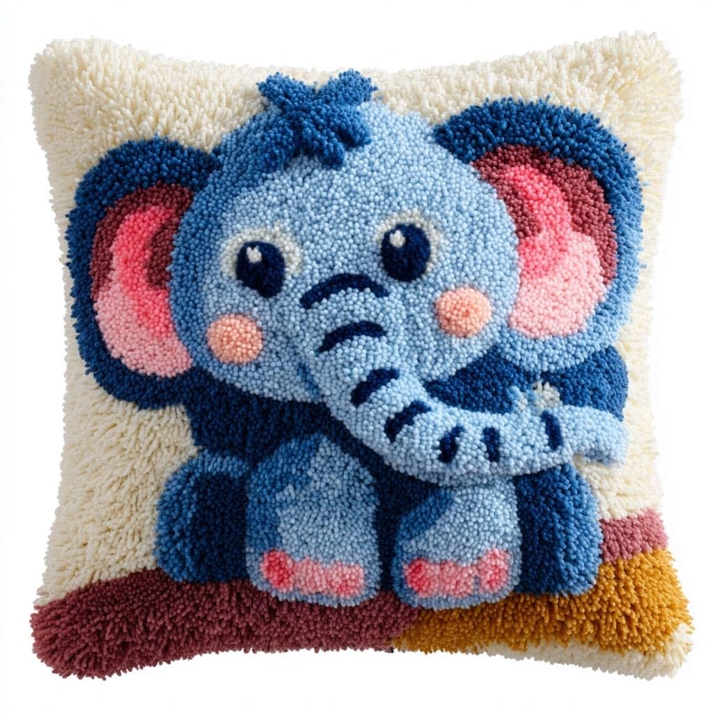 Henypt DIY Latch Hook Pillow Kits, Elephant