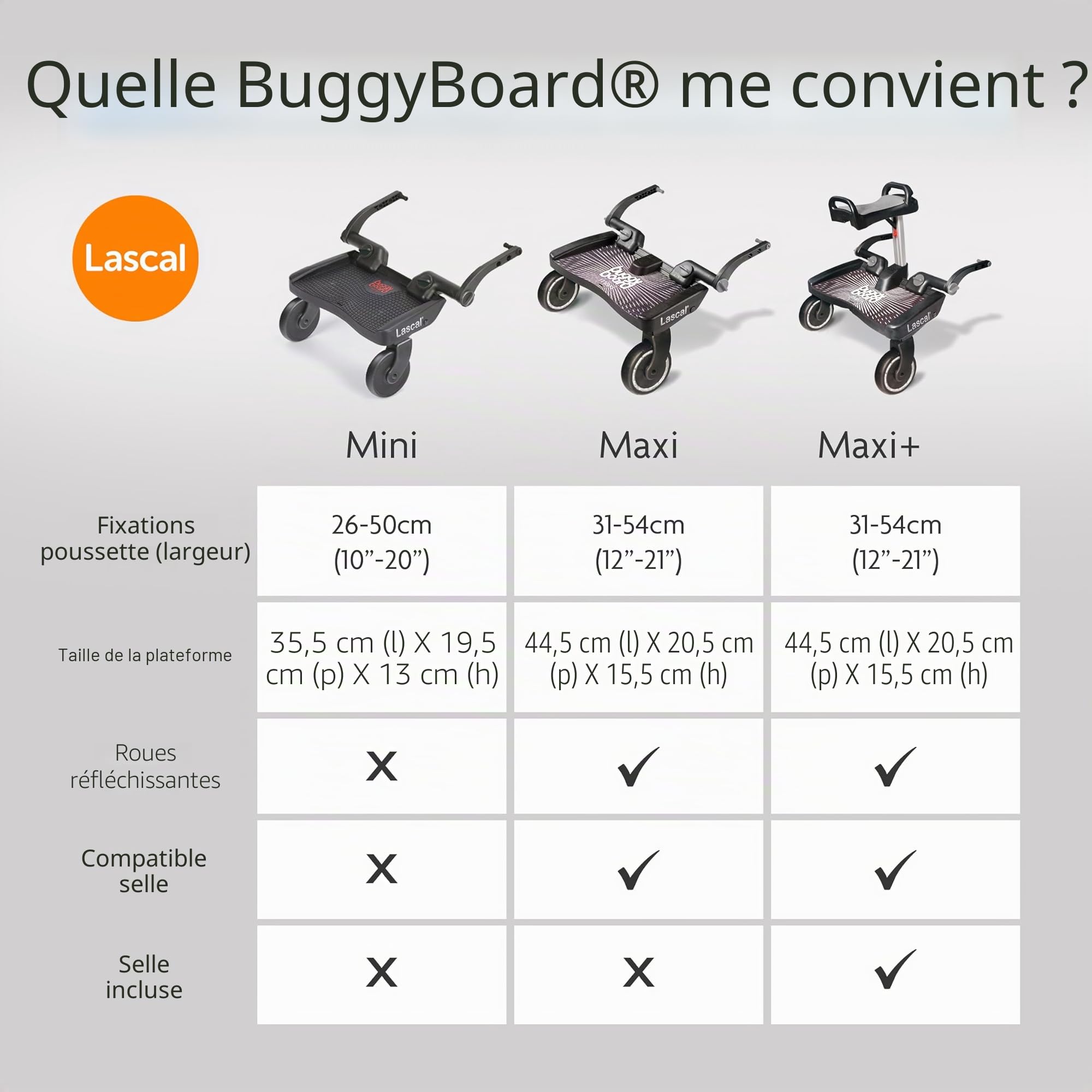 Lascal BuggyBoard Maxi, Planche BuggyBoard avec grande plateforme, Accessoire poussette pour enfants de 2 à 6 ans (22 kg), Compatible avec toutes les poussettes, noir