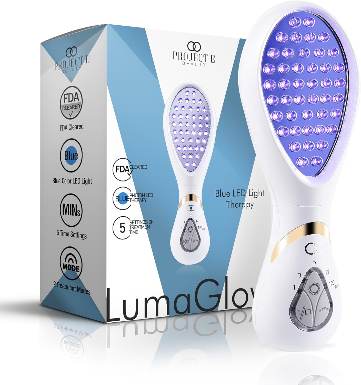LumaGlow Blauwe LED Lichttherapie door Project E Beauty | Anti Acne | Puistjes Oplossing | Huidverzorging voor Een Vette Huid | FDA-goedgekeurd Apparaat | Voor Gebruik in de Spa en Thuis