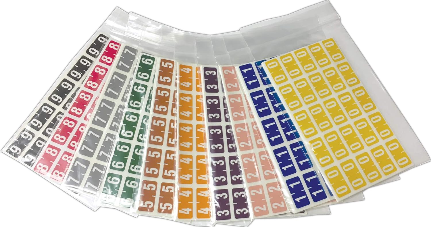 Doctor Stuff - File Folder Labels, Complete Set of Numbers 0-9, Compatible with Smead ETSN Series Chart Stickers - ETSN Series Chart Stickers, 1/2" x 1", 1 Each of 10 Packages, 250/Package