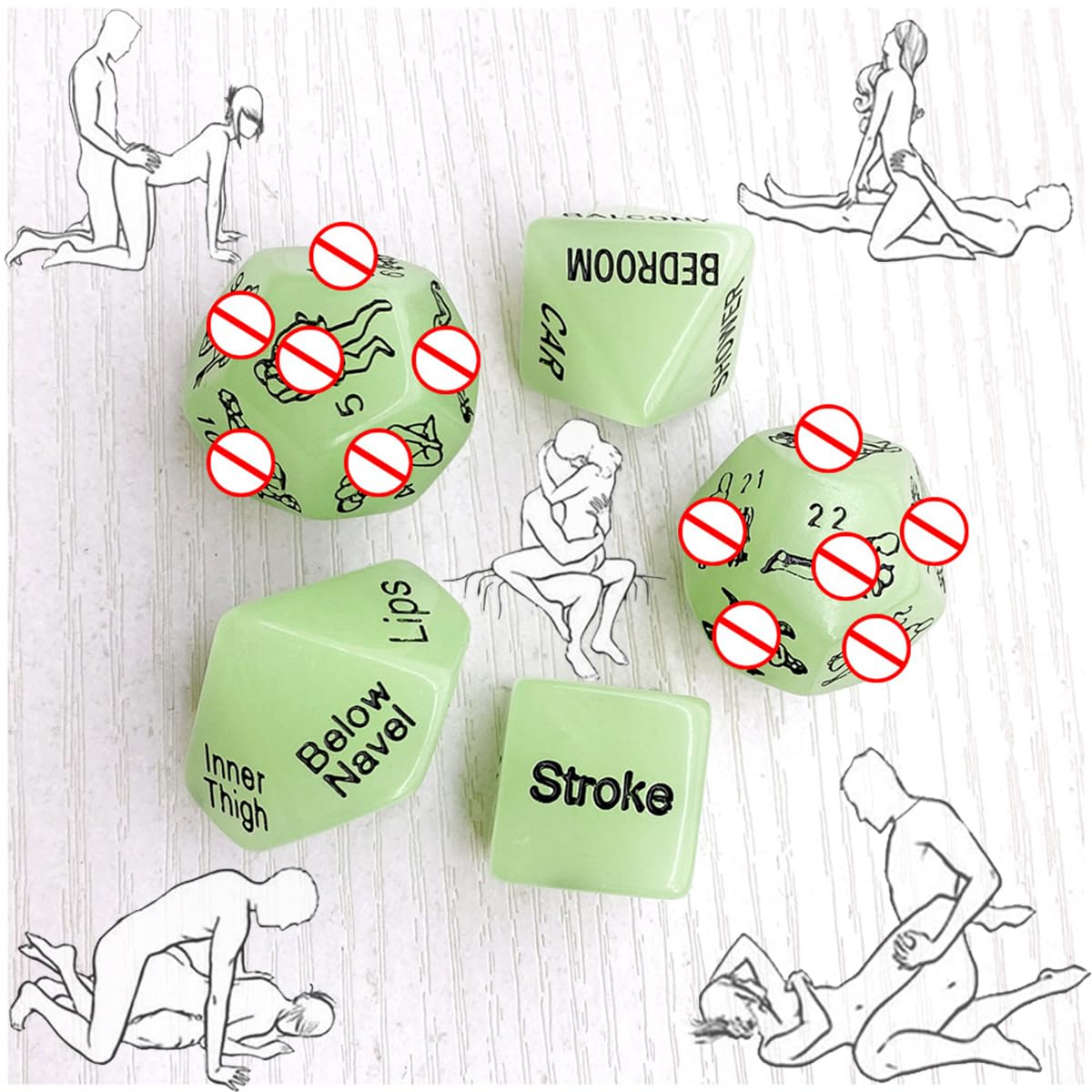 Dadi da gioco fosforescenti verdi per illuminare la notte con giochi e divertimento!