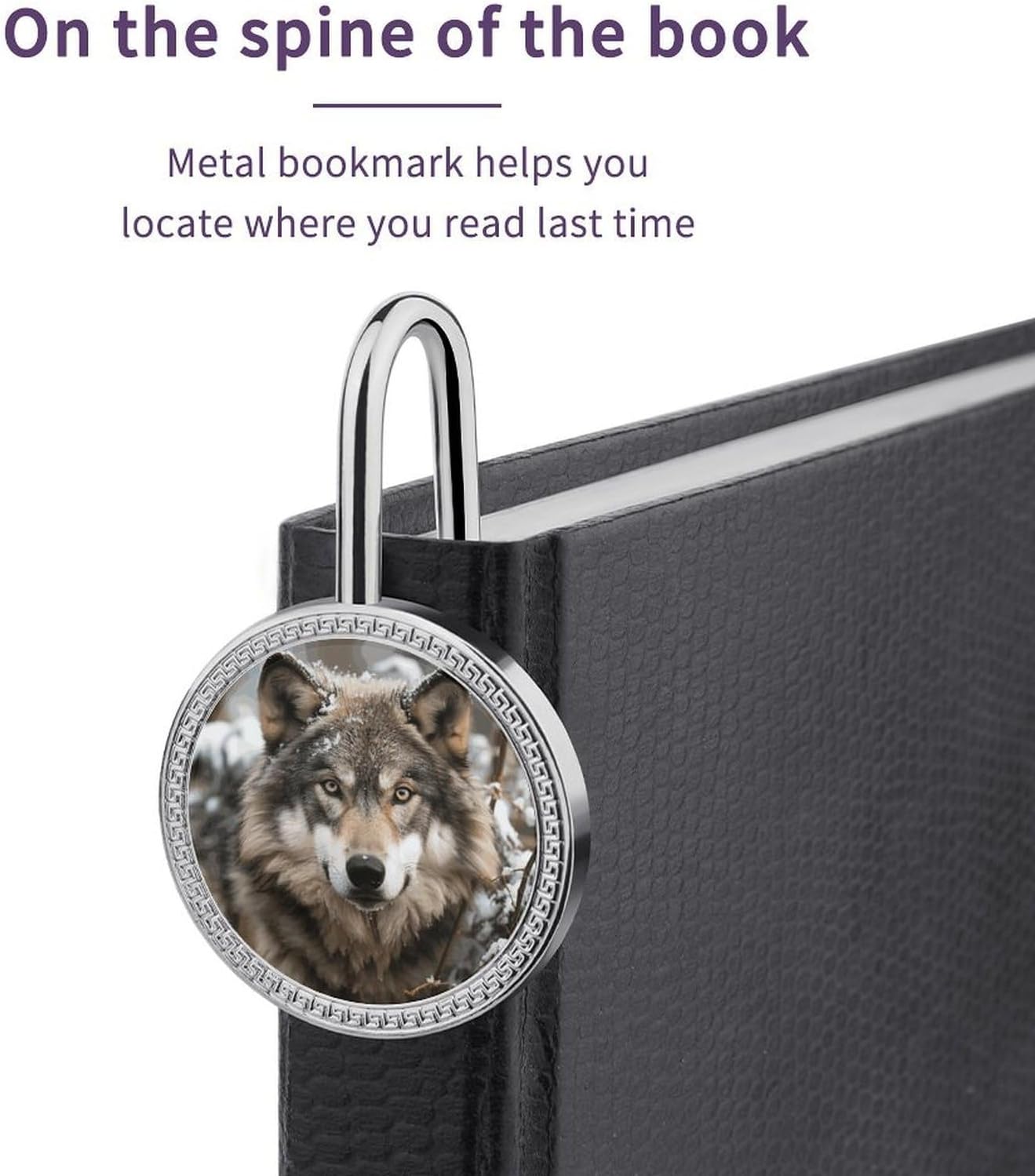 Decorative Metal Wolf Snow Book Mark for Reading Lovers image 4
