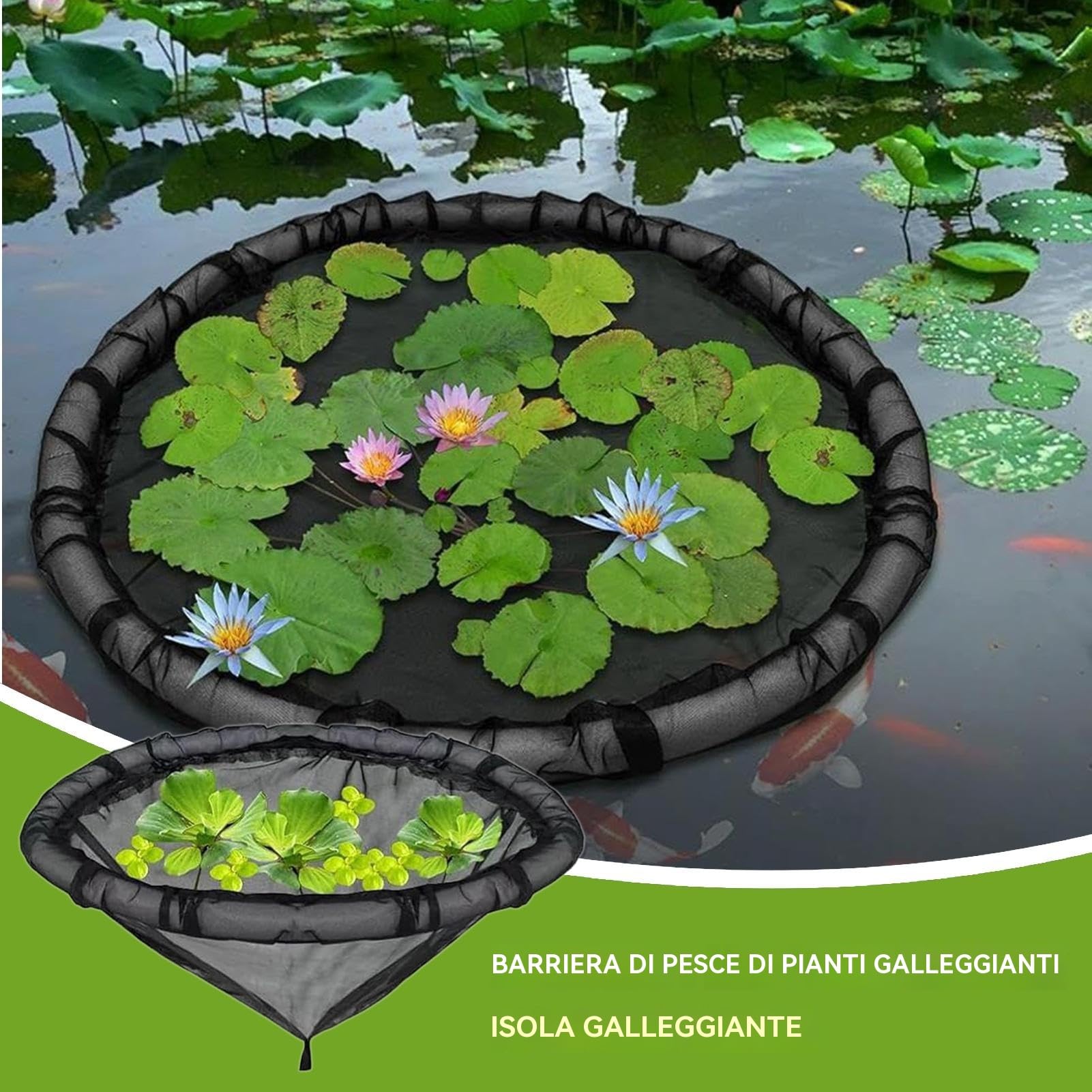 Barrera flotante para plantas, isla flotante de jardín | Contenedor con red de malla densa cm para decoración de estanques y exteriores