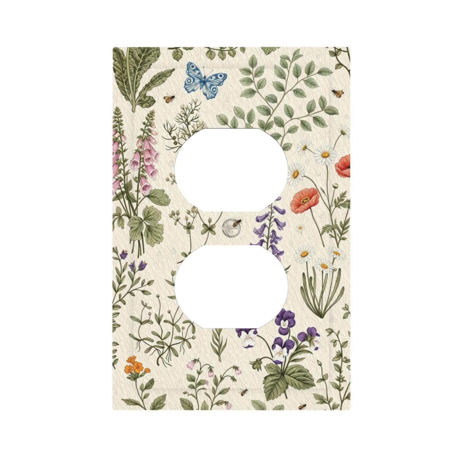 Dwbguo Decorative Outlet Covers Vintage Botanical Wildflower 1 Gang Duplex Light Switch Cover Plate Cottagecore Vintage Floral Unique Wall Plates Switch Plate Cover for Bedroom Bathroom Home Decor