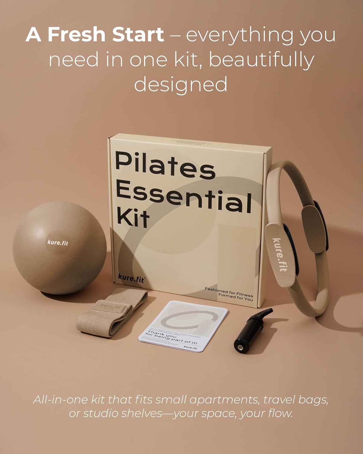 Mocha Pilates Kit and Purple Hand Weight Bars 2lb Each Bundle