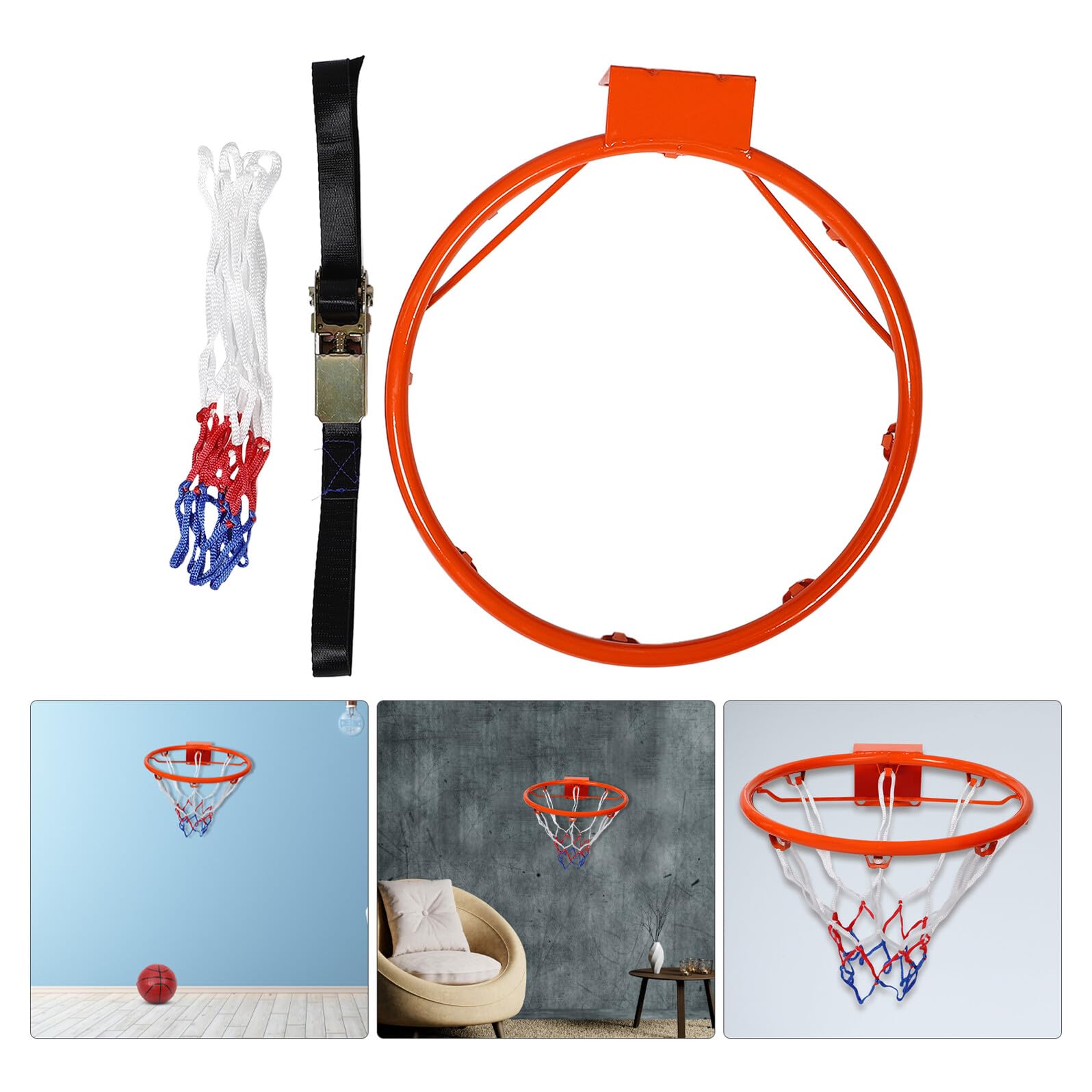 SUPVOX Canestro da Basket da Muro Senza Foratura Rete di Ricambio in Ferro, Struttura Cava Leggera, per Uso Interno ed Esterno, Accessorio Basket per Bambini e Adulti