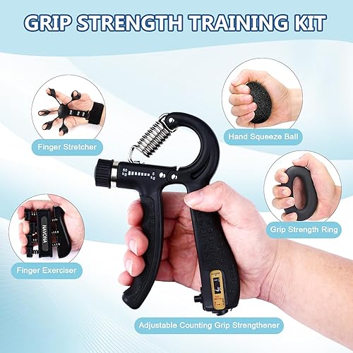 Miniatura 3 de 5 kits de entrenamiento de fuerza de agarre, fortalecedor de agarre de mano, ejercitador de dedos, ejercitador de extensión de mano, estirador de
