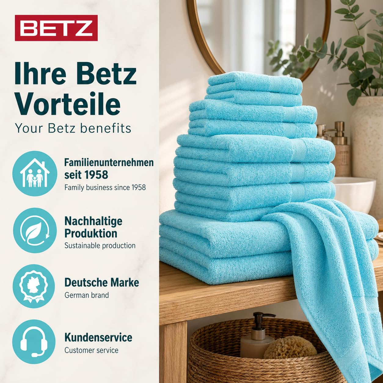 Betz Set di 10 asciugamani Classic 100% cotone 2 lavette 2 asciugamani per ospiti 4 asciugamani 2 asciugamani da doccia diversi colori