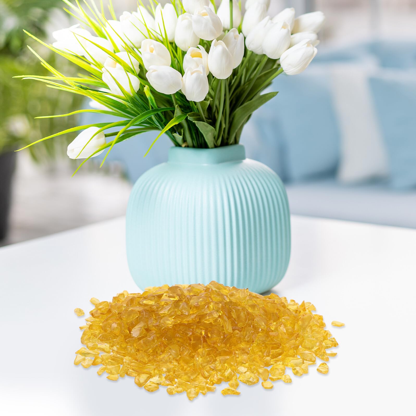 Gravier Décoratif Naturel 1000g pour Vase et Bonsaï, Pierres Cristallines Orange Irrégulière, Facile à Styliser pour Décoration Intérieure et Créations DIY
