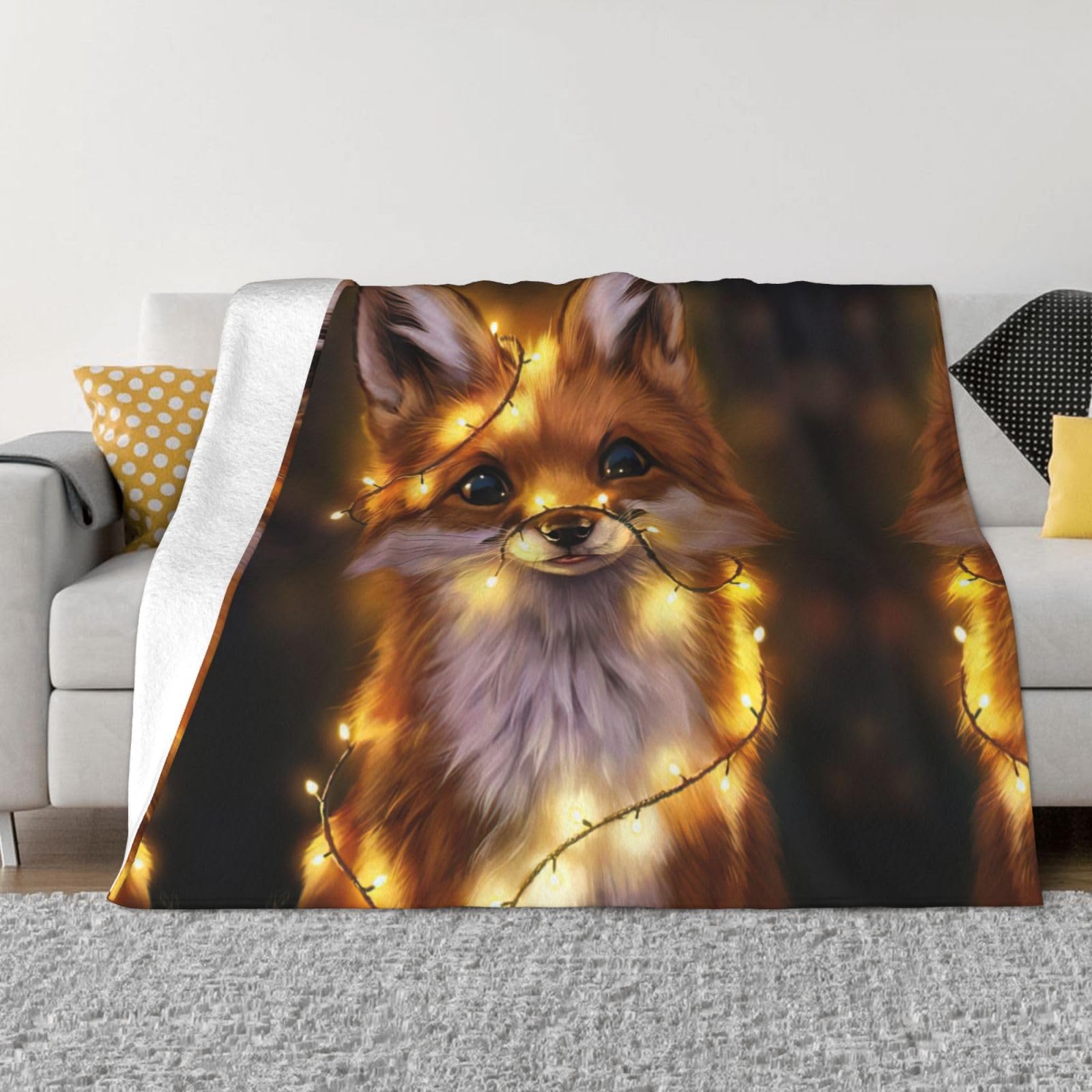 Couverture en flanelle chaude EdWal plaid renard doux et ultra léger pour le voyage