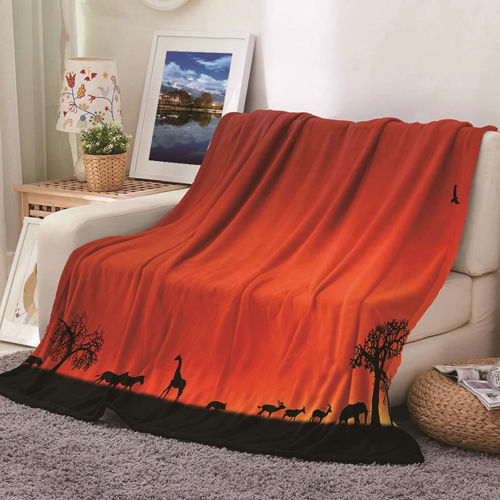 Aeici Couverture Polaire, Couvertures Polaires en Flanelle Couverture 180x200 cm Arbre Animal Couverture de Canapé Cadeau pour Adultes et Enfants
