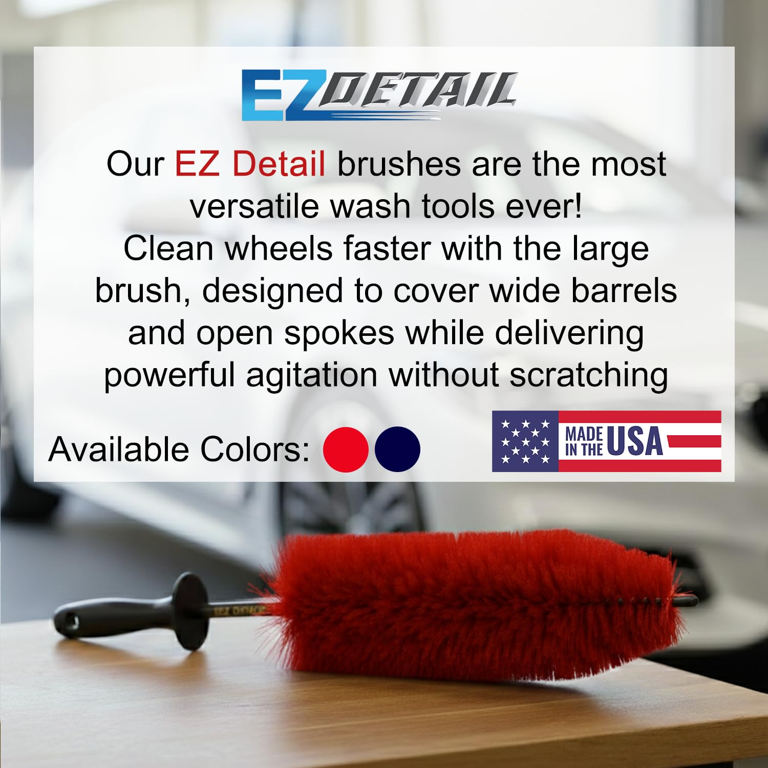 EZ Detail Brush Big – Rouge – Nettoyant pour Jantes de Voiture, vélo, Camion, Moto et Autres véhicules – Outil de Nettoyage Automobile Anti-Rayures pour Atteindre Facilement Les Coins et recoins