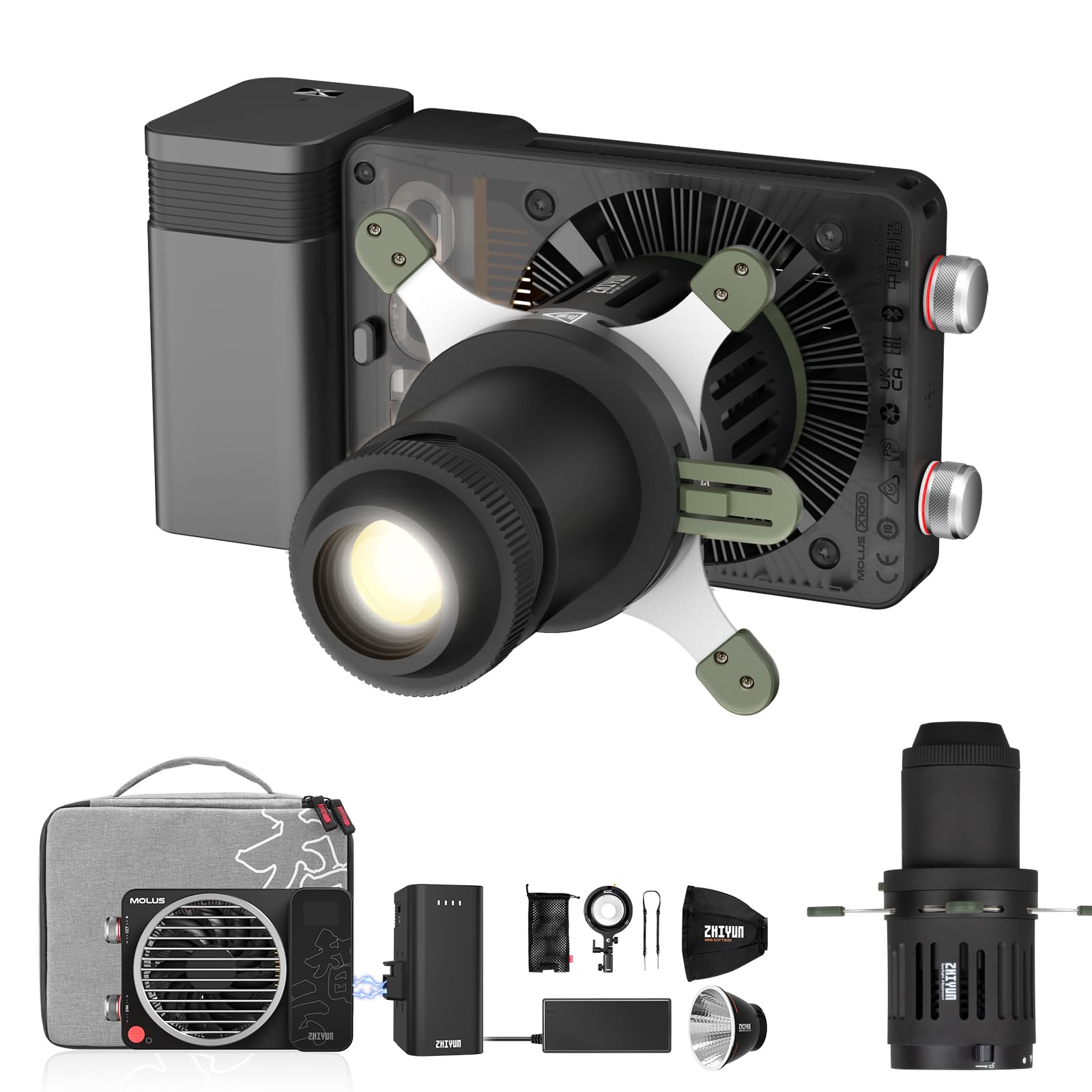 Zhiyun MOLUS X100 PRO V2 Upgraded Version LED Video Light [Official] Mini Spotlight (ZY Mount) Conical Optical Snoot kit Photography Studio Video Lighting Projector Accessory