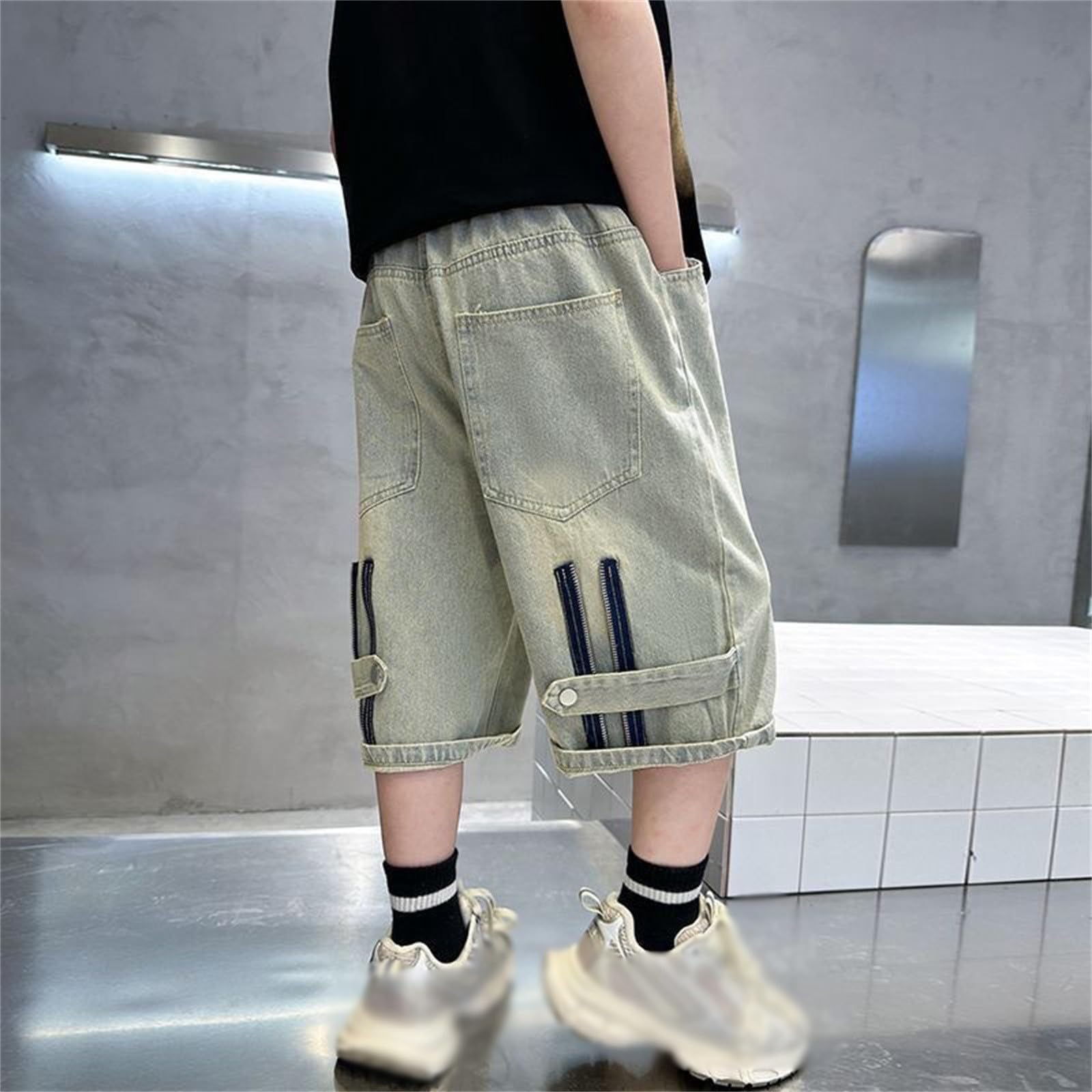 Pantalones Cortos Vaqueros Niño Bermudas Niño Vaqueras Verano Pantalon Corto con Cintura Elástica Short Denim Y2k Relaxed Fit Ajustado Cómodas Joggings Streetwear con Bolsillos para 3-1-4 Años