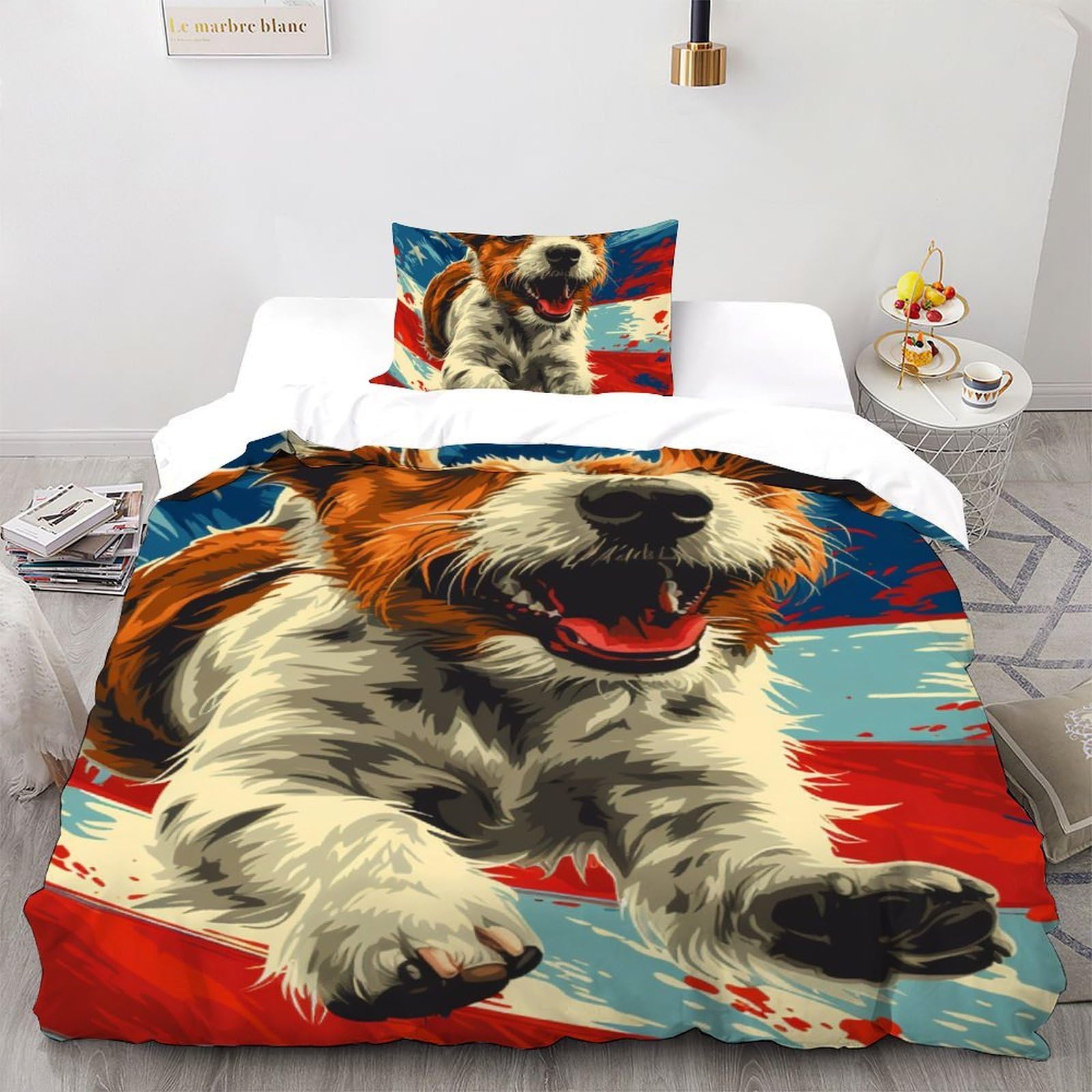 Housse de couette Jack Russell en microfibre douce facile d'entretien