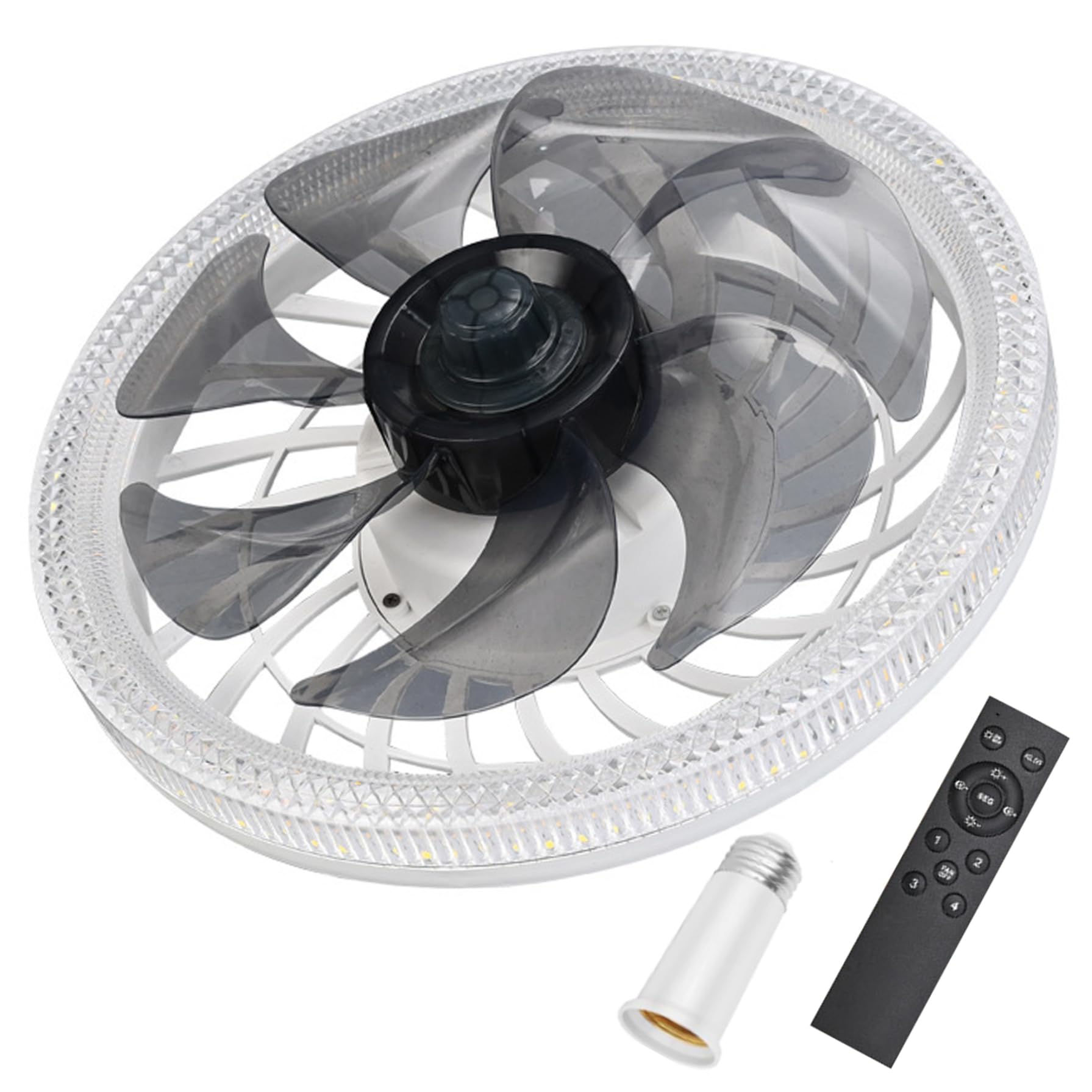 Ventilateur de plafond socket dimmable 3 couleurs avec télécommande et ventilateur