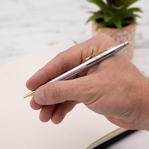 Miniatura 2 de Bolígrafo cruzado personalizado | Bolígrafo con grabado Cross Classic Century Medallist, cromado y ribete chapado en oro de 23 quilates 3302.