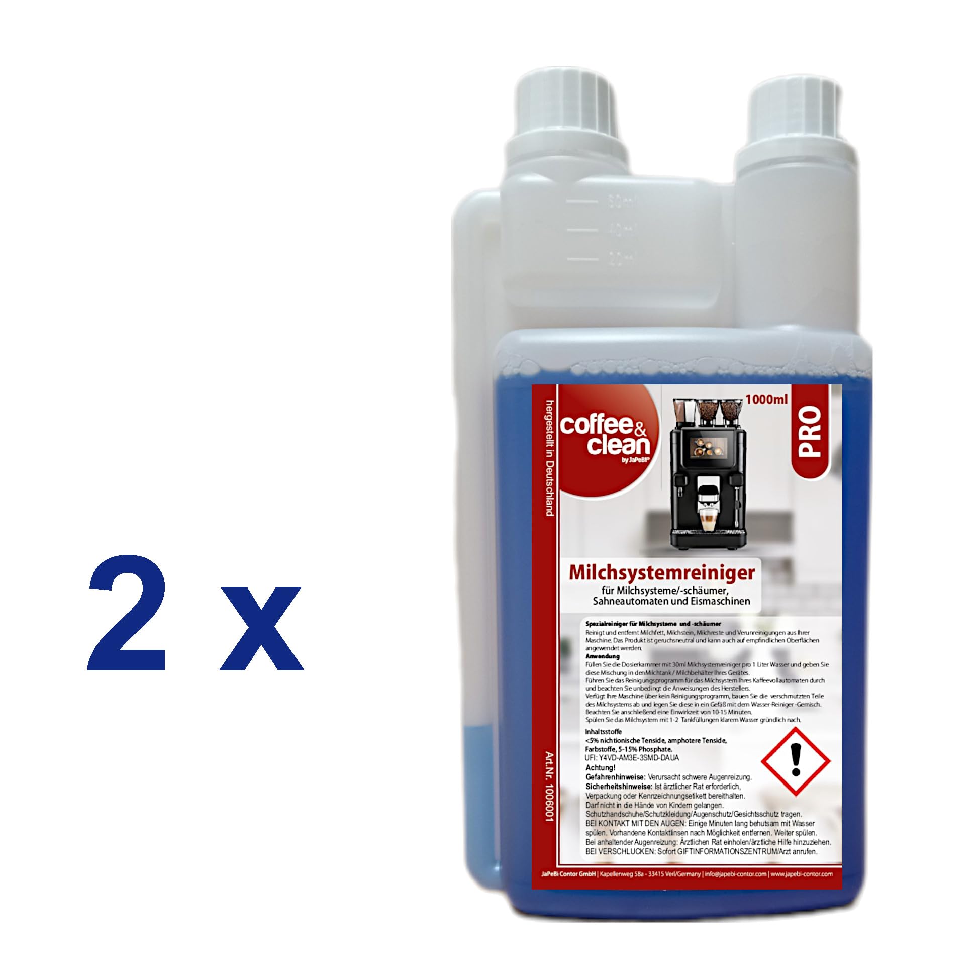 2x 1 Liter Milchschaumreiniger Milchsystemreiniger Coffee&Clean für Kaffeevollautomaten, Milchschäumer, Sahneautomaten