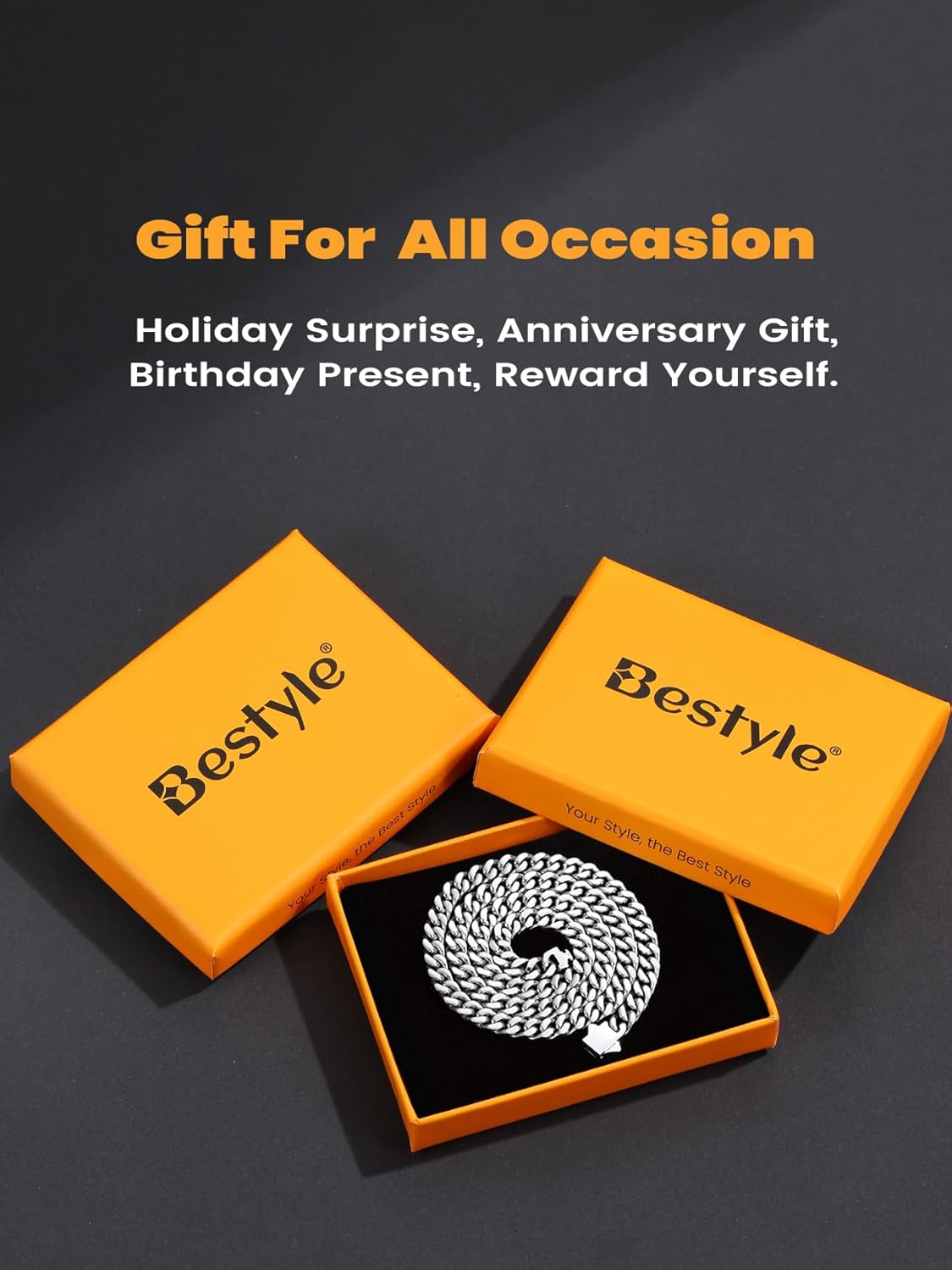 Bestyle Thick Stainless Steel Mens Cuban Link Chain, Black/Gold Chain for Men, No Tarnish & Durable Men Chain Necklace, 5/7/9/12mm Wide, 18"-30" Long, Gift Package - Image 9