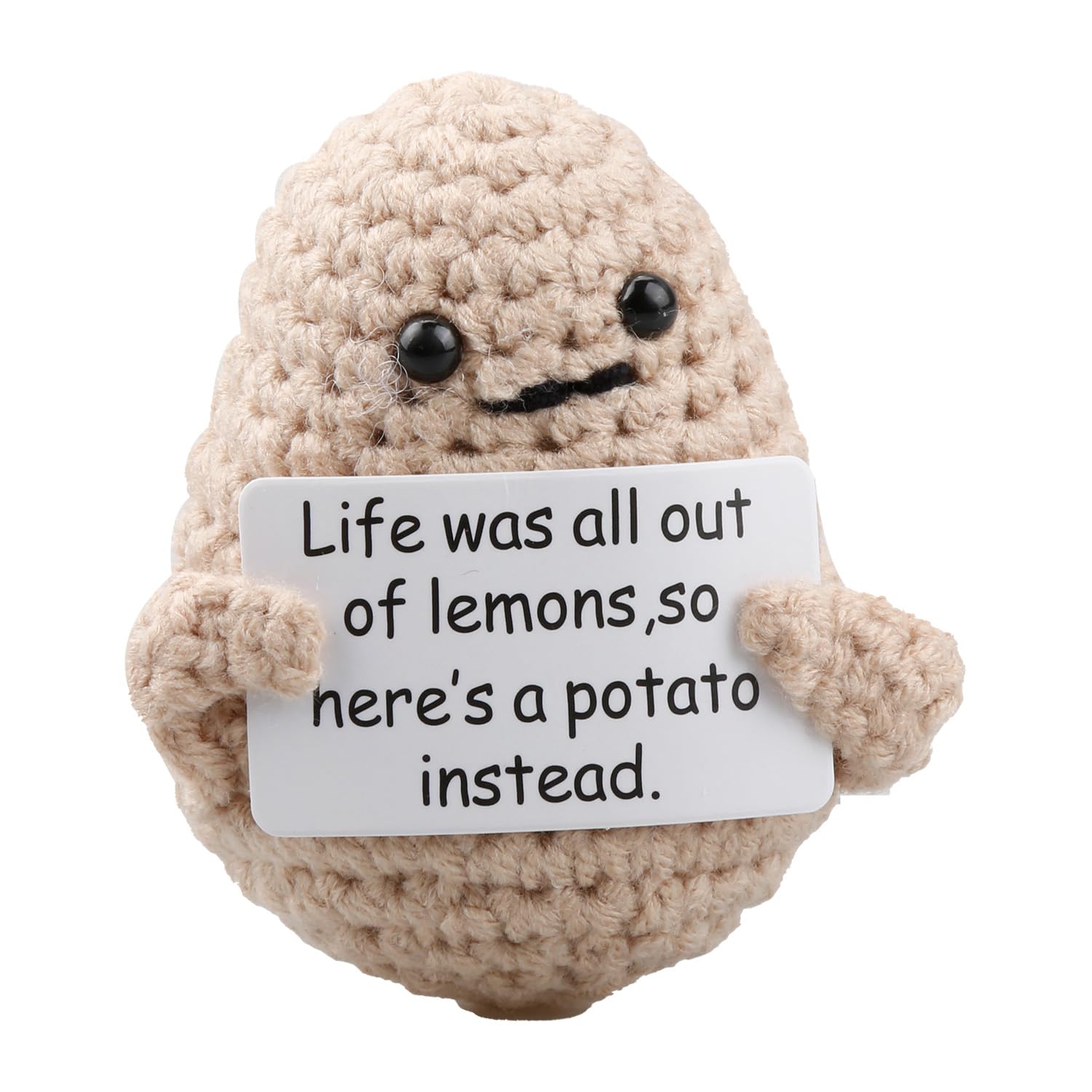 wellrun Positive Cute Potato,Knitted Motivational Potato with Inspirational Card,Handmade Wool Funny Doll for Desk Decoration,Emotional Support for Adults,Women Men