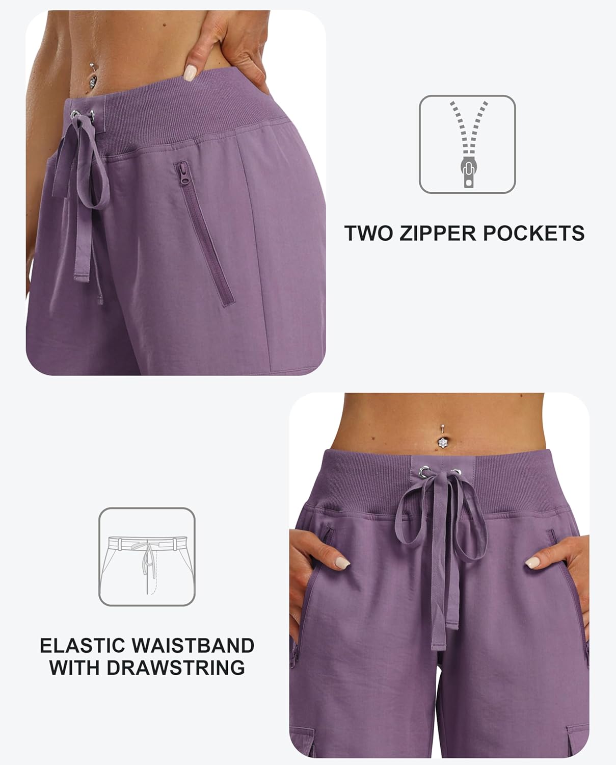 MoFiz Women's Cargo Capris Pants Loose Fit Casual Hiking Pants Lightweight Quick Dry Travel Summer Pants for Women - Image 3