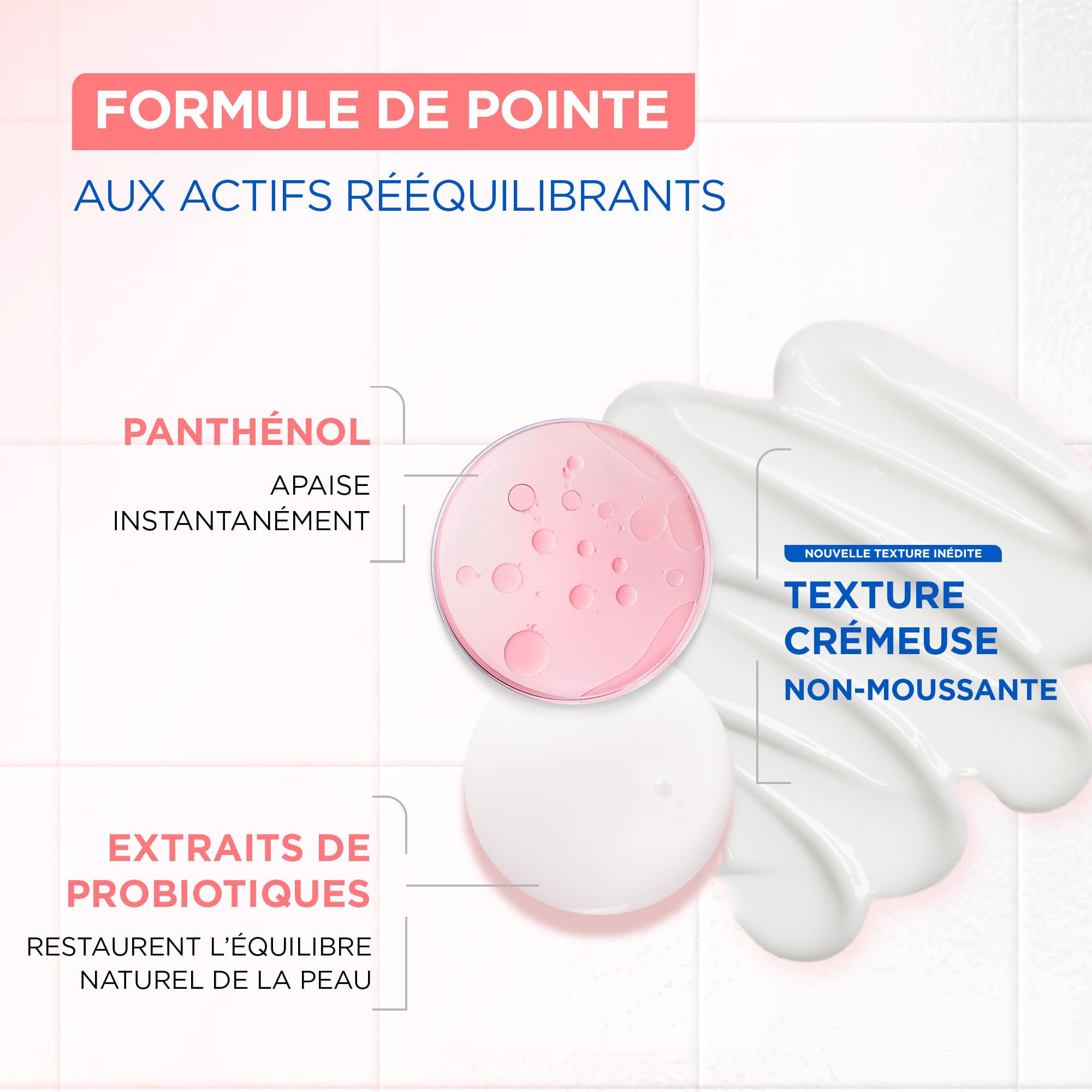 MIXA - Nettoyant Visage Anti-Réactions - Elimine les Impuretés Sans Agresser - Non Moussant, Sans Parfum, Sans Savon - Panthénol + Extraits Probiotiques - Tous Types de Peaux Réactives - 150 ml
