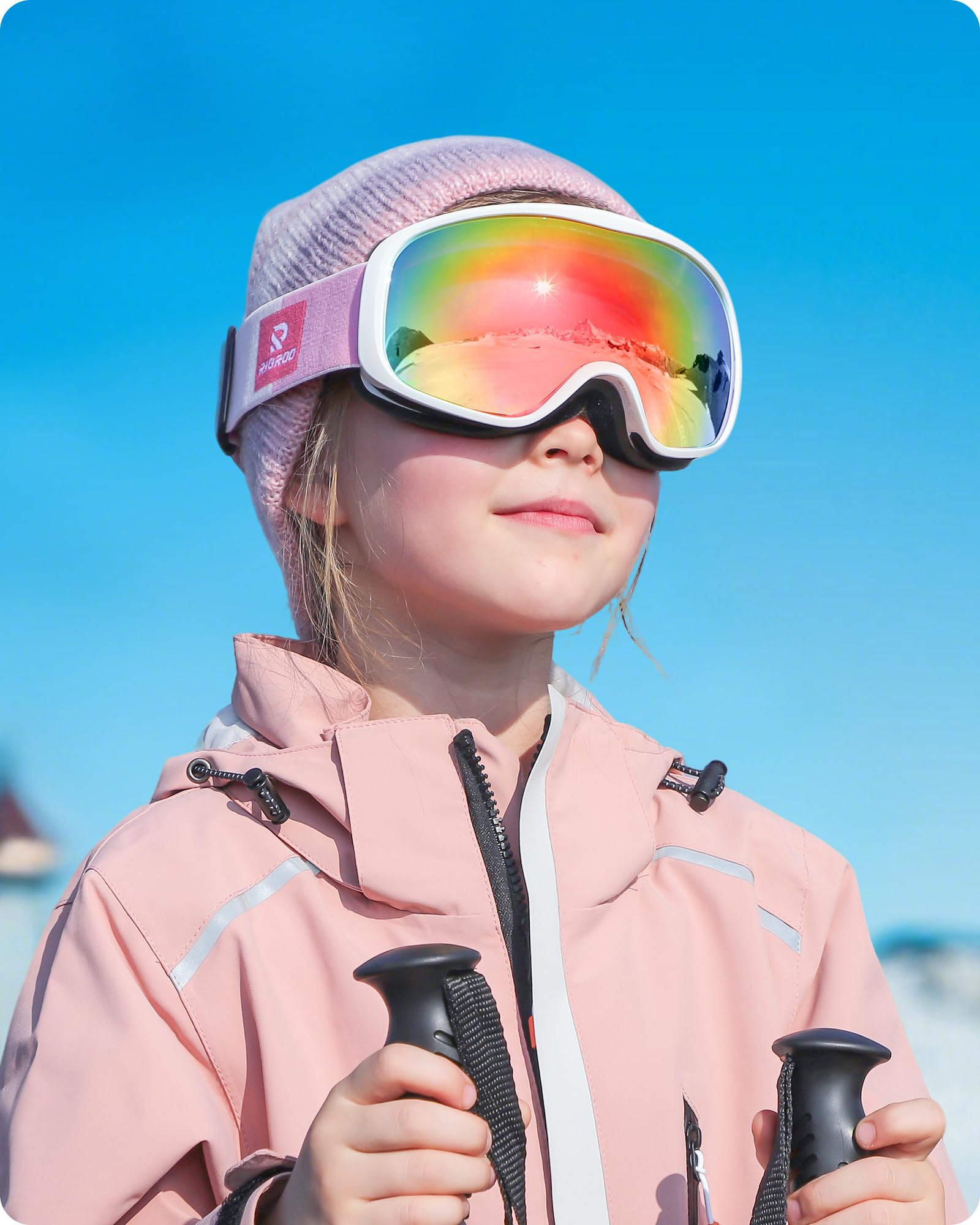 Lunettes de Ski Masques Snowboard qualité supérieure pour Enfant 3 à 14 Ans pour Garçons et Filles100% OTG Protection UV Anti-Buée Coupe-Vent Ski Masques Snowboard-double lentille