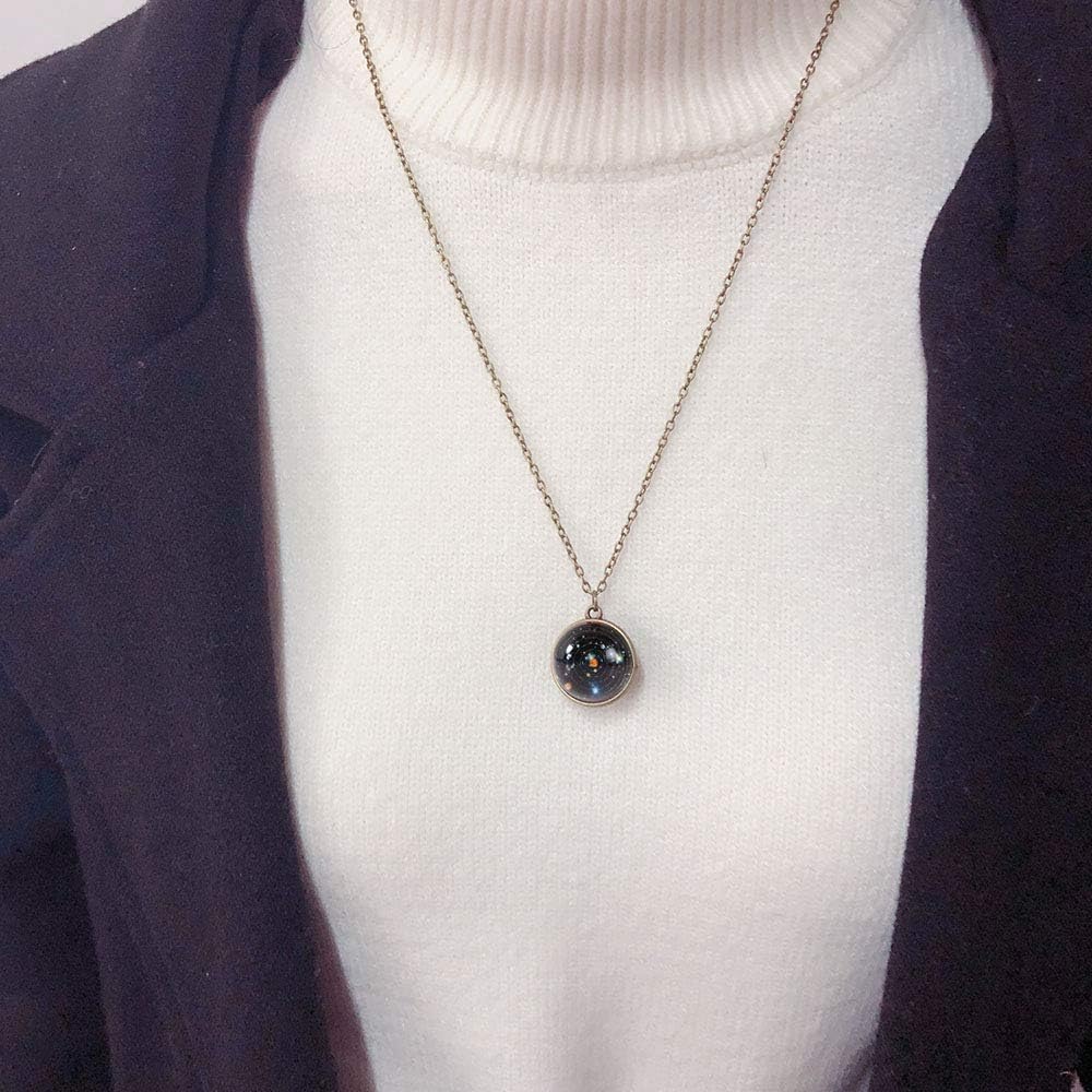 JczR.Y Eight Planets Necklace Pendant Double-sided Glass Ball Universe Galaxy Solar System Guardian Stars Necklace for Women - Image 2