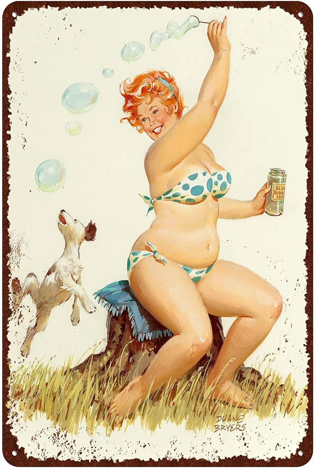 Retro Decor Plaque, Metal Durable Poster Funny Metel Sign Hilda Pin Up Girl Vintage Tin Sign Sexy Girl Retro Decorative Signs Wall Decorin 8x12Inch 8" x 12" Tin Sign-19